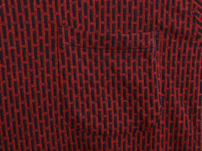 70s ★ 総柄 スキッパー スウェット シャツ メンズ M / 古着 ヴィンテージ 長袖シャツ プルオーバー オープンカラー ボックス ポケット付き