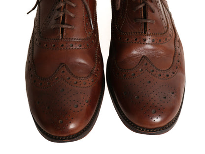 グレンソン ウィングチップ シューズ 9 1/2 28cm 程/ 本革 レザー 革靴 フルブローグ メダリオン 内羽根 ドレス グッドイヤー ビジネス 茶
