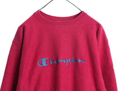 90s USA製 チャンピオン リバースウィーブ スウェット メンズ XXL / オールド トレーナー 裏起毛 スクリプト ロゴ刺繍 大きいサイズ ピンク