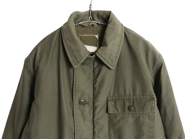 ステンシル 80s 米軍実物 USN ネイビー A-2 デッキ ジャケット MEDIUM / ヴィンテージ ミリタリー 軍物 裏ボア ライナー付き ジャンパー 
