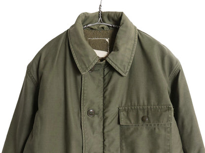 ステンシル 80s 米軍実物 USN ネイビー A-2 デッキ ジャケット MEDIUM / ヴィンテージ ミリタリー 軍物 裏ボア ライナー付き ジャンパー 
