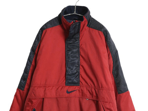 90s ナイキ 中綿 ナイロン ジャケット メンズ M / オールド ハーフジップ ハイネック プルオーバー ビッグ スウッシュ ブルゾン アノラック