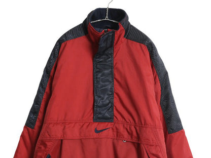 90s ナイキ 中綿 ナイロン ジャケット メンズ M / オールド ハーフジップ ハイネック プルオーバー ビッグ スウッシュ ブルゾン アノラック
