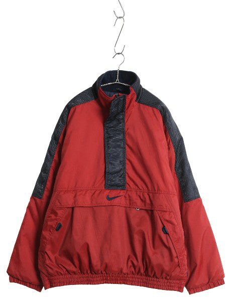 90s ナイキ 中綿 ナイロン ジャケット メンズ M / オールド ハーフジップ ハイネック プルオーバー ビッグ スウッシュ ブルゾン アノラック