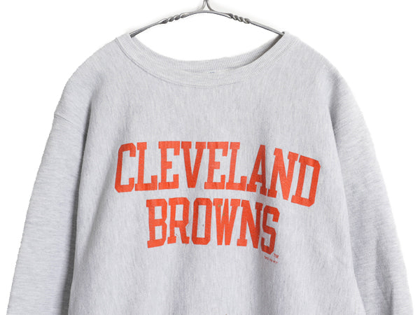 90s USA製 チャンピオン リバースウィーブ 2段 プリント スウェット メンズ XL オールド NFL ブラウンズ オフィシャル トレーナー アメフト