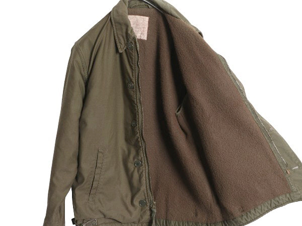 60s 米軍実物 USN ネイビー A-2 デッキ ジャケット メンズ M 古着 ヴィンテージ ミリタリー 軍物 裏ボア ライナー付き ブルゾン ステンシル
