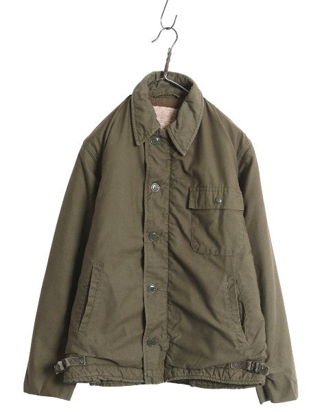 60s 米軍実物 USN ネイビー A-2 デッキ ジャケット メンズ M 古着 ヴィンテージ ミリタリー 軍物 裏ボア ライナー付き ブルゾン ステンシル
