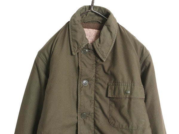 60s 米軍実物 USN ネイビー A-2 デッキ ジャケット メンズ M 古着 ヴィンテージ ミリタリー 軍物 裏ボア ライナー付き ブルゾン ステンシル