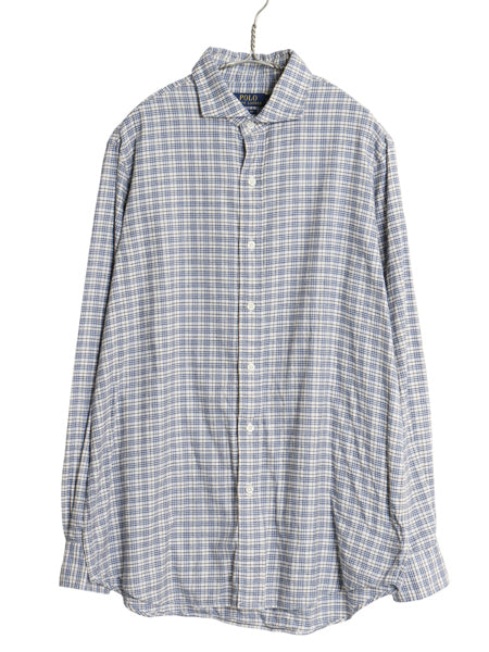 ラルフローレン チェック 長袖 シャツ メンズ L 古着 ポロ CLASSIC FIT コットン ポニー無し カジュアル マルチカラー ホリゾンタルカラー
