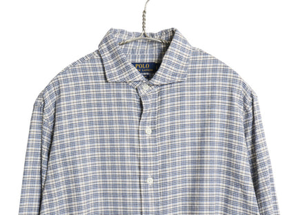 ラルフローレン チェック 長袖 シャツ メンズ L 古着 ポロ CLASSIC FIT コットン ポニー無し カジュアル マルチカラー ホリゾンタルカラー