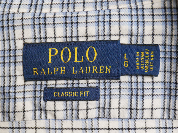 ラルフローレン チェック 長袖 シャツ メンズ L 古着 ポロ CLASSIC FIT コットン ポニー無し カジュアル マルチカラー ホリゾンタルカラー