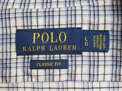 ラルフローレン チェック 長袖 シャツ メンズ L 古着 ポロ CLASSIC FIT コットン ポニー無し カジュアル マルチカラー ホリゾンタルカラー