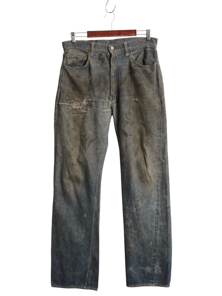 50s 革パッチ ★ リーバイス 501ZXX デニム パンツ 実寸 33 33 ヴィンテージ ジッパーフライ BIG E 赤耳 オフセット 隠しリベット ジーンズ