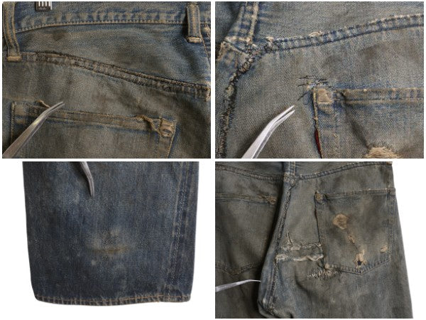 50s 革パッチ ★ リーバイス 501ZXX デニム パンツ 実寸 33 33 ヴィンテージ ジッパーフライ BIG E 赤耳 オフセット 隠しリベット ジーンズ