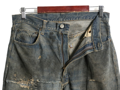 50s 革パッチ ★ リーバイス 501ZXX デニム パンツ 実寸 33 33 ヴィンテージ ジッパーフライ BIG E 赤耳 オフセット 隠しリベット ジーンズ