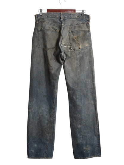 50s 革パッチ ★ リーバイス 501ZXX デニム パンツ 実寸 33 33 ヴィンテージ ジッパーフライ BIG E 赤耳 オフセット 隠しリベット ジーンズ