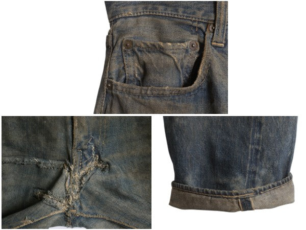 50s 革パッチ ★ リーバイス 501ZXX デニム パンツ 実寸 33 33 ヴィンテージ ジッパーフライ BIG E 赤耳 オフセット 隠しリベット ジーンズ