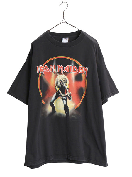 00s ★ アイアンメイデン イラスト プリント Tシャツ メンズ XL 古着 オールド 当時物 オフィシャル バンド メタル ロック スカル ブラック