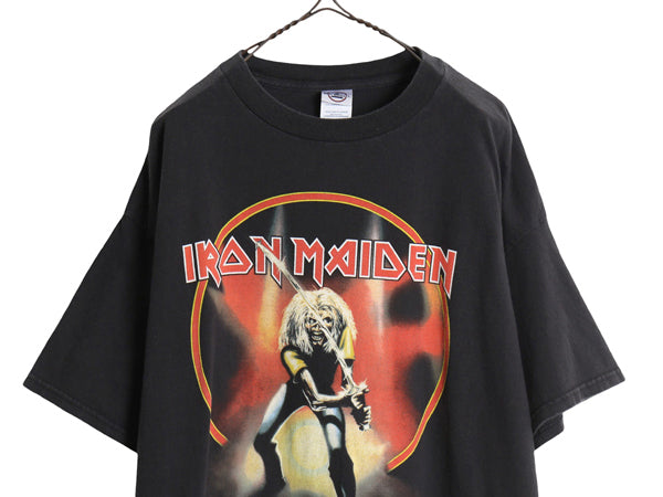 00s ★ アイアンメイデン イラスト プリント Tシャツ メンズ XL 古着 オールド 当時物 オフィシャル バンド メタル ロック スカル ブラック