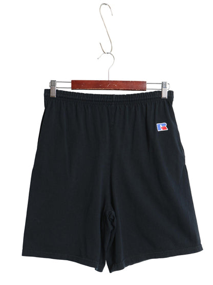 90s USA製 ラッセル ポケット付き ショートパンツ メンズ S / オールド イージー ショーツ ハーフパンツ 短パン コットン ワンポイント 黒