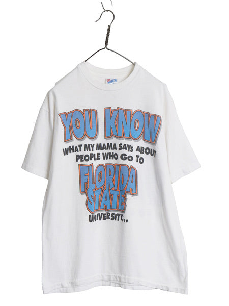 90s USA製 カレッジ メッセージ 両面 プリント Tシャツ メンズ L / オールド フォレストガンプ パロディ アート イラスト シングルステッチ