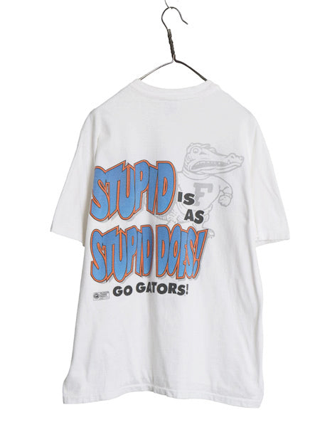 90s USA製 カレッジ メッセージ 両面 プリント Tシャツ メンズ L / オールド フォレストガンプ パロディ アート イラスト シングルステッチ