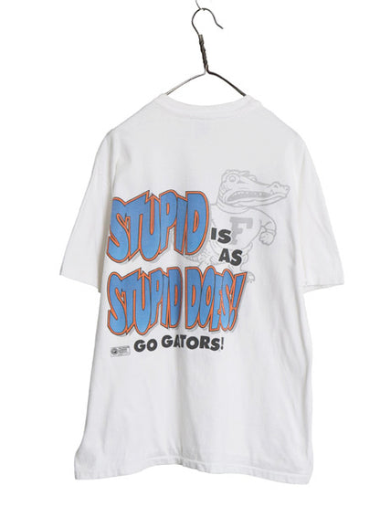 90s USA製 カレッジ メッセージ 両面 プリント Tシャツ メンズ L / オールド フォレストガンプ パロディ アート イラスト シングルステッチ