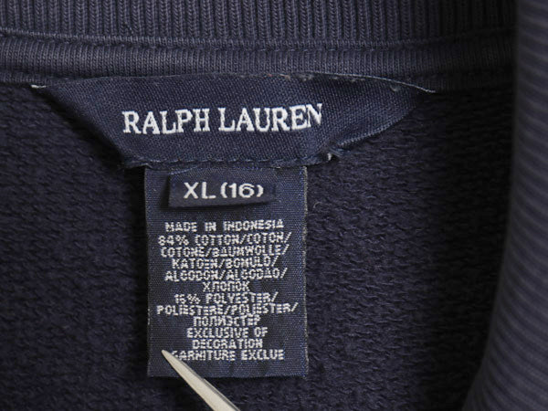 ラルフローレン ショールカラー スウェット ワンピース キッズ XL レディース XS ポロ ヘンリーネック コットン チュニック 裏起毛なし 紺