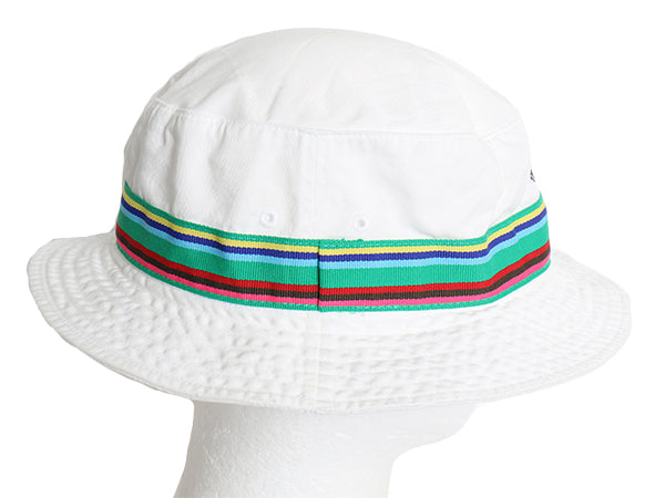 00s ポロ ラルフローレン コットン バケット ハット メンズ レディース L XL オールド サファリハット バケハ ワンポイント ライン入り 白