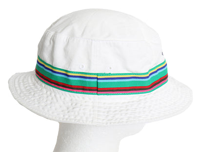 00s ポロ ラルフローレン コットン バケット ハット メンズ レディース L XL オールド サファリハット バケハ ワンポイント ライン入り 白