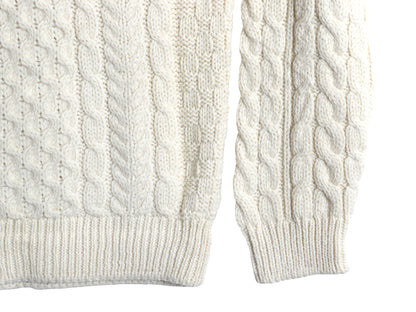 アイルランド製 エルエルビーン フィッシャーマン ウール ニット セーター メンズ М / オールド アラン ケーブル ローゲージ ナチュラル