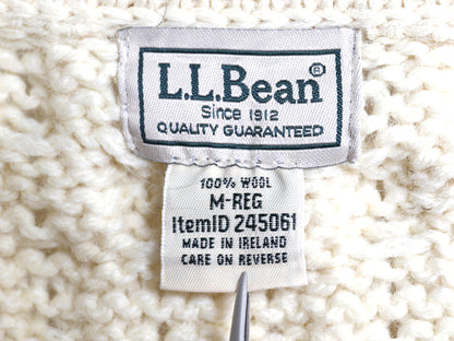 アイルランド製 エルエルビーン フィッシャーマン ウール ニット セーター メンズ М / オールド アラン ケーブル ローゲージ ナチュラル