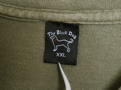 90s USA製 The Black Dog ドッグ イラスト プリント 長袖 Tシャツ メンズ レディース XXL / オールド ロンT アニマル 大きいサイズ カーキ