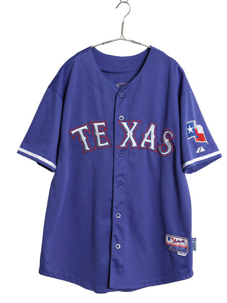 レンジャーズ ベースボール シャツ メンズ L 程/ MLB オフィシャル マジェスティック 大リーグ ユニフォーム ゲームシャツ 半袖シャツ 野球