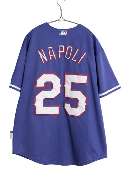 レンジャーズ ベースボール シャツ メンズ L 程/ MLB オフィシャル マジェスティック 大リーグ ユニフォーム ゲームシャツ 半袖シャツ 野球