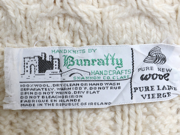 80s アイルランド製 Bunratty フィッシャーマン ニット カーディガン レディース S / ヴィンテージ ハンドメイド ウール ケーブル セーター
