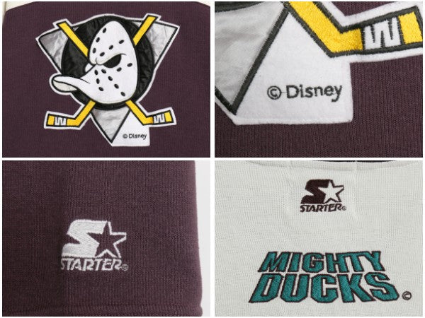 90s マイティダックス リブ編み ニット ゲーム シャツ メンズ XL / オールド NHL オフィシャル ユニフォーム ホッケー スターター 七分袖