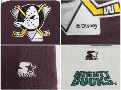 90s マイティダックス リブ編み ニット ゲーム シャツ メンズ XL / オールド NHL オフィシャル ユニフォーム ホッケー スターター 七分袖