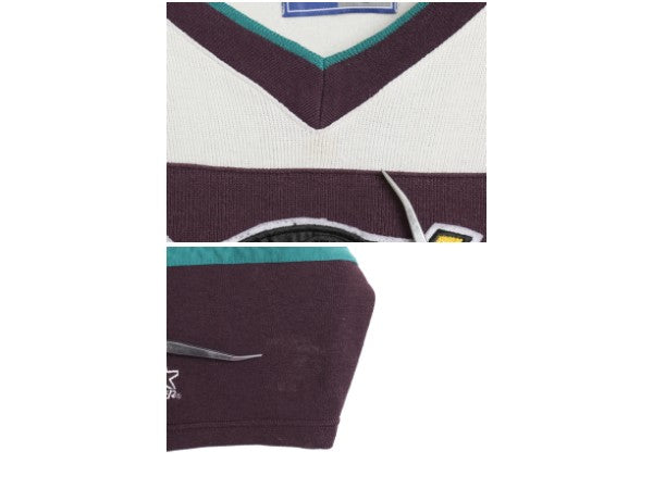 90s マイティダックス リブ編み ニット ゲーム シャツ メンズ XL / オールド NHL オフィシャル ユニフォーム ホッケー スターター 七分袖