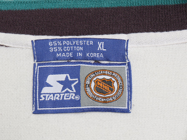 90s マイティダックス リブ編み ニット ゲーム シャツ メンズ XL / オールド NHL オフィシャル ユニフォーム ホッケー スターター 七分袖