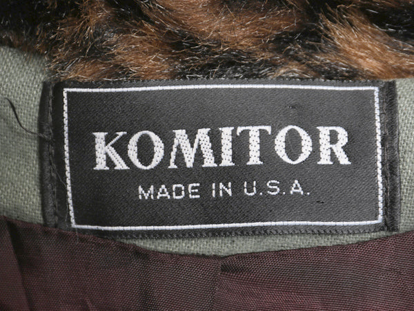 80s USA製 KOMITOR フェイクファー ハーフ コート メンズ レディース M 程/ ヴィンテージ ジャケット ファー ヒョウ レオパード アニマル