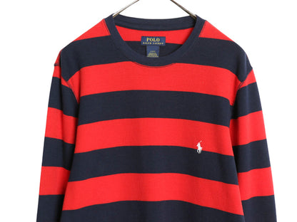ポロ ラルフローレン ボーダー 長袖 サーマル Tシャツ メンズ L /  ロンT アンダーシャツ ワッフル カットソー ワンポイント 2トーン 赤 紺