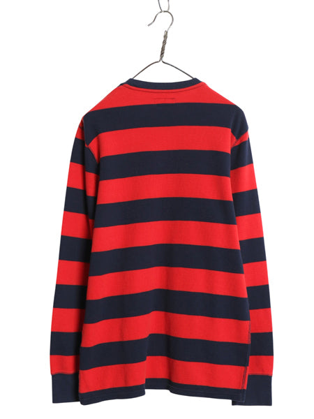 ポロ ラルフローレン ボーダー 長袖 サーマル Tシャツ メンズ L /  ロンT アンダーシャツ ワッフル カットソー ワンポイント 2トーン 赤 紺