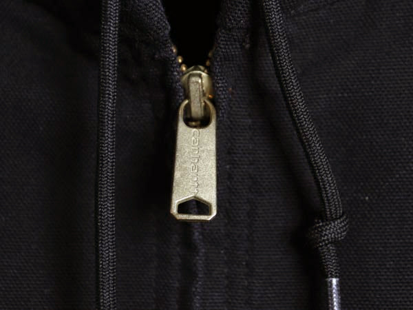 USA製 カーハート アクティブ ジャケット メンズ L ワーク ダック フード パーカー メッシュ ライナー フルジップ ブルゾン 企業 ブラック