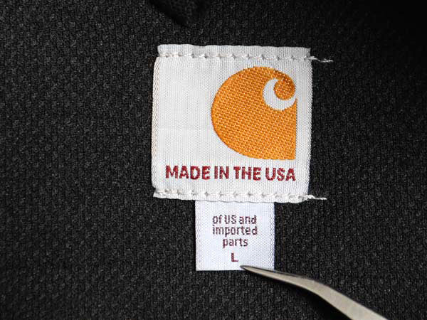 USA製 カーハート アクティブ ジャケット メンズ L ワーク ダック フード パーカー メッシュ ライナー フルジップ ブルゾン 企業 ブラック