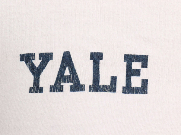90s USA製 YALE カレッジ プリント チョコチン リンガー Tシャツ メンズ レディース L オールド イエール カットソー シングルステッチ 白