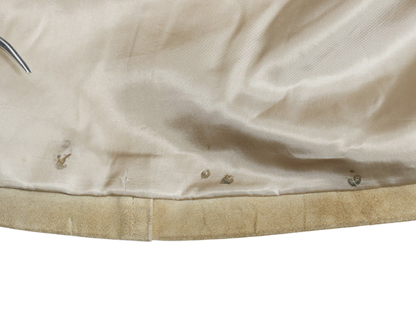 USA製 コーチ 本革 スウェード レザー ハーフ コート レディース XS 大きめ M 古着 革ジャン ジャケット ステンカラー ベージュ ボックス