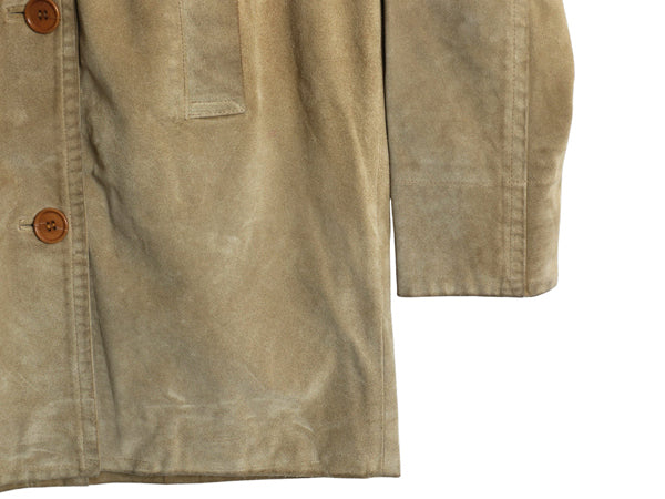 USA製 コーチ 本革 スウェード レザー ハーフ コート レディース XS 大きめ M 古着 革ジャン ジャケット ステンカラー ベージュ ボックス