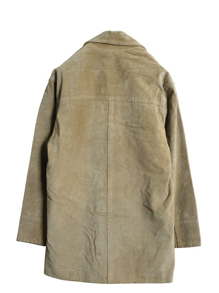 USA製 コーチ 本革 スウェード レザー ハーフ コート レディース XS 大きめ M 古着 革ジャン ジャケット ステンカラー ベージュ ボックス