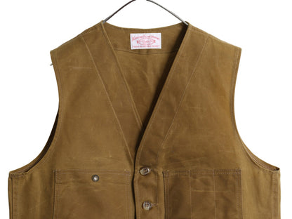 USA製 ★ フィルソン ティン クロス クルーザー ベスト メンズ L 程/ 古着 2012 限定モデル オイルド コットン ワーク アウトドア 茶 無地